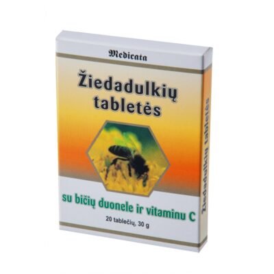 žiedadulkių tabletės su bičių duonele ir vitaminu c